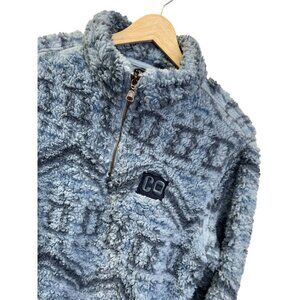 Home Free Blue Teddie Bear Quarter Zip Aztec Colorado Pullover